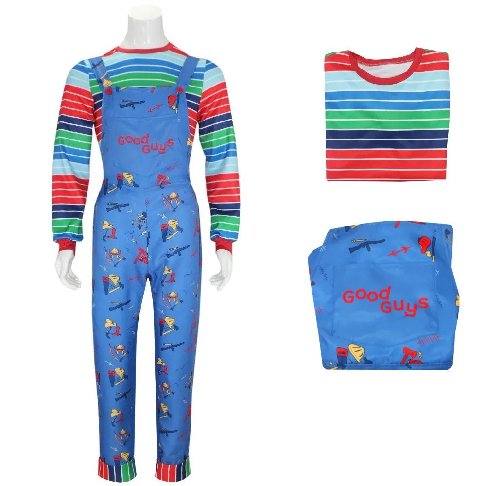 Chucky Inspired Cosplay Costume – Men & Women Horror Film Outfit Set (Shirt & Pants) for Halloween, Carnival & Party Roleplay
