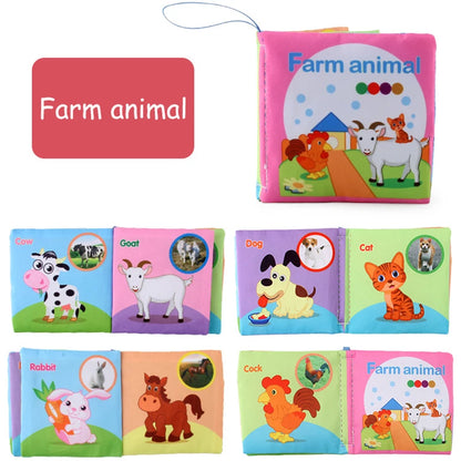 Livre en tissu doux pour bébé, Montessori animal 3D, jouet sensoriel pour nouveau-nés de 0 à 12 mois