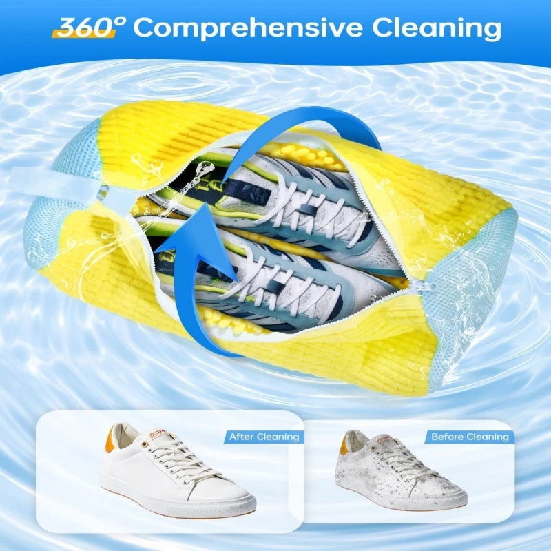 Shoe Washing Machine Bag with Cleaning Brush Set - Durable Reusable Laundry Bag for Sneakers, Running Shoes & Delicates (1, 2 or 4 Pack)