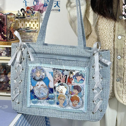Bolsa Ita Japonesa Y2K para Mujer – Bonito Bolso de Hombro Transparente Lolita, Bolso Cruzado Grande de Exhibición DIY, Cartera de Moda Kawaii para la Escuela, Viajes y Uso Diario