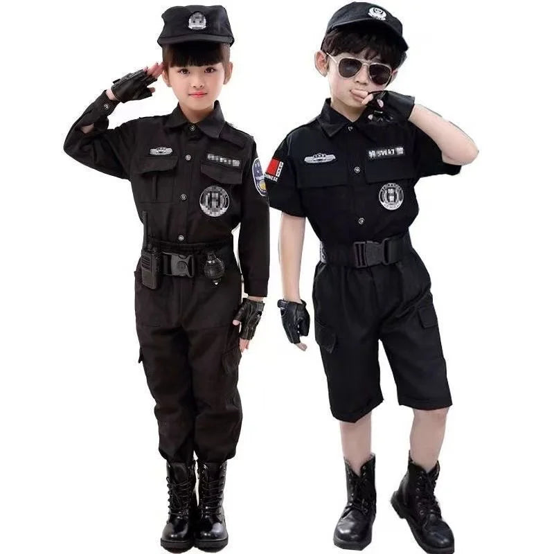 Halloween Children Policeman Cosplay Costume – Kids Police Officer Uniform Set for Boys & Girls, Party Dress-Up & Role Play Outfit