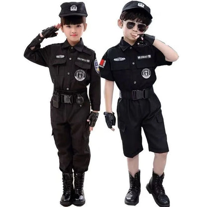 Halloween Children Policeman Cosplay Costume – Kids Police Officer Uniform Set for Boys & Girls, Party Dress-Up & Role Play Outfit
