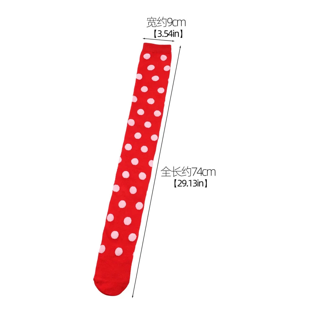 Thigh High Socks Women Over Knee Striped Polka Dot Stockings Black White Pink Lolita Cosplay Harajuku Y2K Kawaii