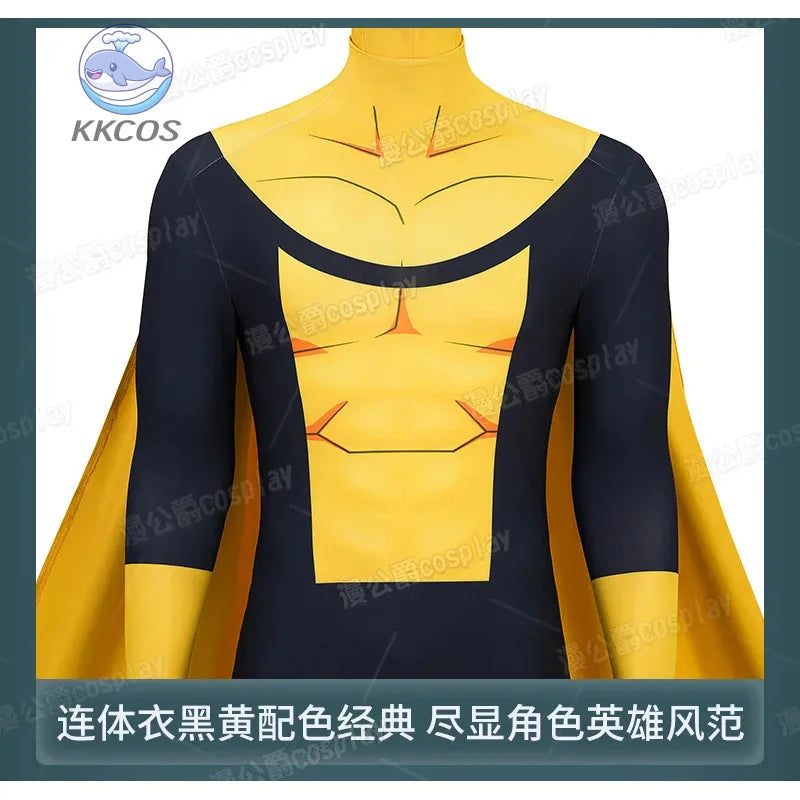 Invincible Inspired Sinister Mark Cosplay Costume – Men’s Yellow Uniform Disguise Outfit for Anime Halloween, Carnival & Party Roleplay