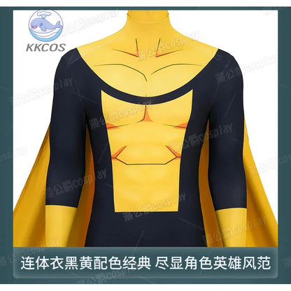 Invincible Inspired Sinister Mark Cosplay Costume – Men’s Yellow Uniform Disguise Outfit for Anime Halloween, Carnival & Party Roleplay