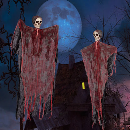 1PC 90CM Halloween Hanging Skeleton Ghost Decoration – Scary Indoor & Outdoor Prop for Parties, Bars, Haunted Houses & Graveyard Decor