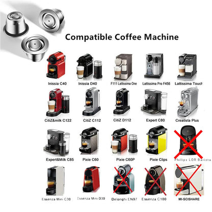 iCafilas Reusable Coffee Capsule – Stainless Steel Refillable Coffee Pod Filter Compatible with Nespresso Coffee Machines, Eco-Friendly Reusable Espresso Cup for Home Brewing