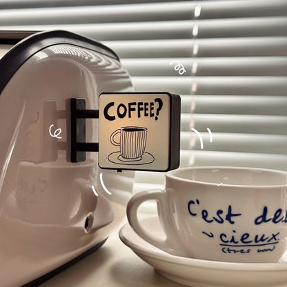 Imán LED retro para nevera con forma de cafetería – Decoración en miniatura iluminada para nevera con diseño de tablero perforado