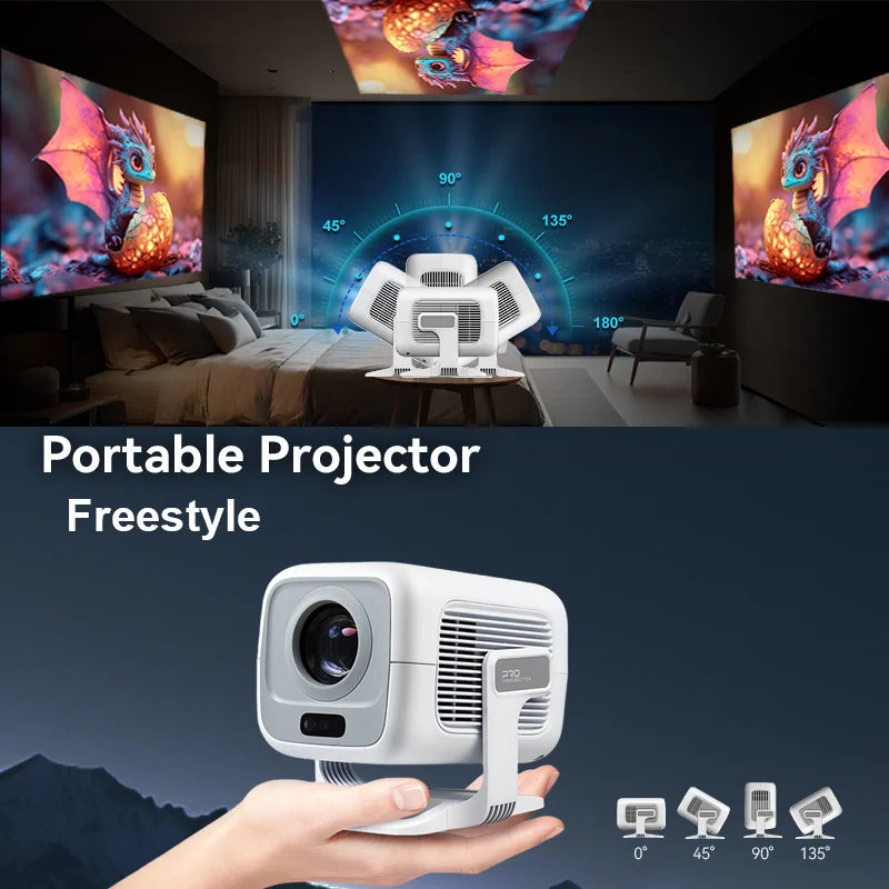Huaweishi 4K Projector – Portable Android Projector with Native 1080P, 600 ANSI Lumens & Auto Focus for Home Cinema & Outdoor Use