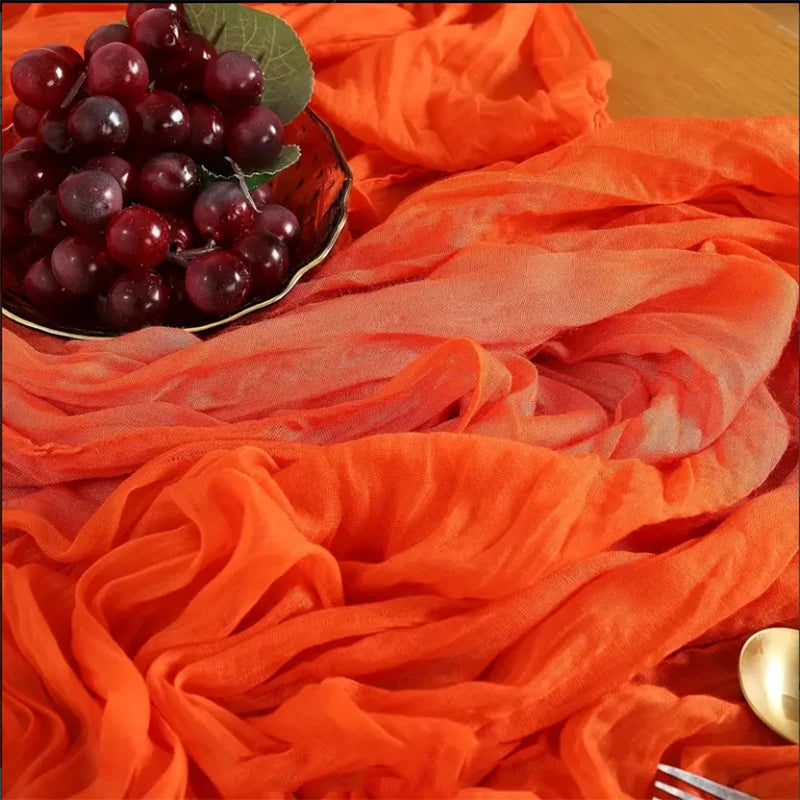 1PC Orange Gauze Table Runner – Translucent Boho Table Decoration for Weddings, Holiday Parties, Events & Home Dining Decor