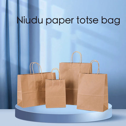 10PCS Kraft Paper Gift Bags with Handles – Shopping Bags for Clothing, Weddings, Christmas, Retail Packaging & Party Gift Favors