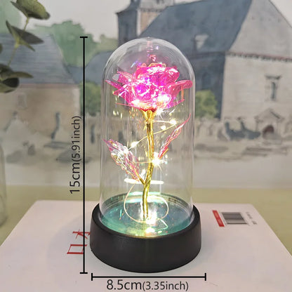 Eternal Rose LED Light in Glass Dome – Romantic Valentine’s Day Gift for Girlfriend | Forever Flower Decoration for Wedding, Mother’s Day & Bridesmaid Gifts