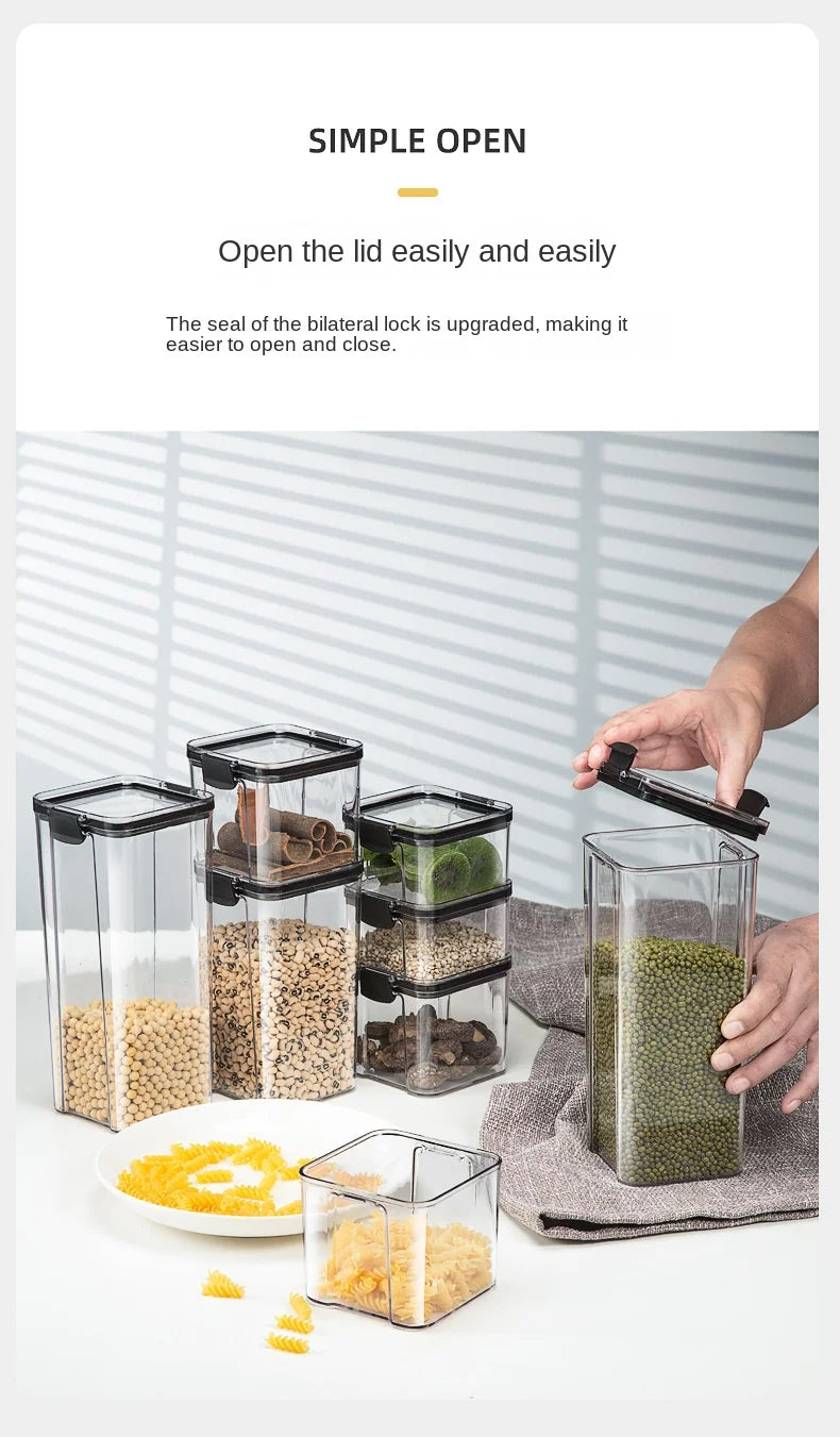 Juego de recipientes herméticos de cocina – Contenedores grandes de plástico para granos con tapas a prueba de humedad para almacenar alimentos y condimentos