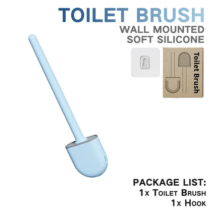 Juego de escobillas de inodoro de silicona – Limpiador de inodoro montado en la pared, kit moderno de cepillo de limpieza para WC, cepillo de silicona flexible con soporte de almacenamiento para baño y accesorios