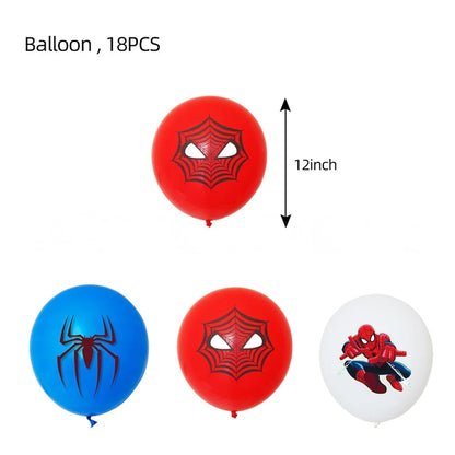 Spider Hero Birthday Party Supplies Set – Kids' Party Tableware Kit with Plates, Cups, Tablecloth, Backdrop, Balloons & Decorations
