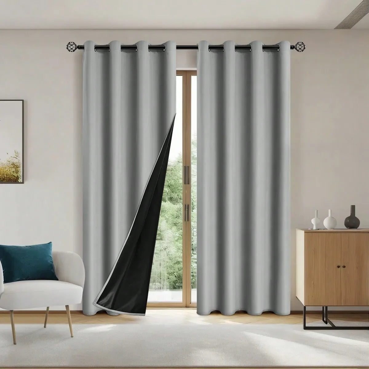 100% Blackout Grommet Curtain Panel – Total Privacy Window Drapes for Bedroom & Living Room