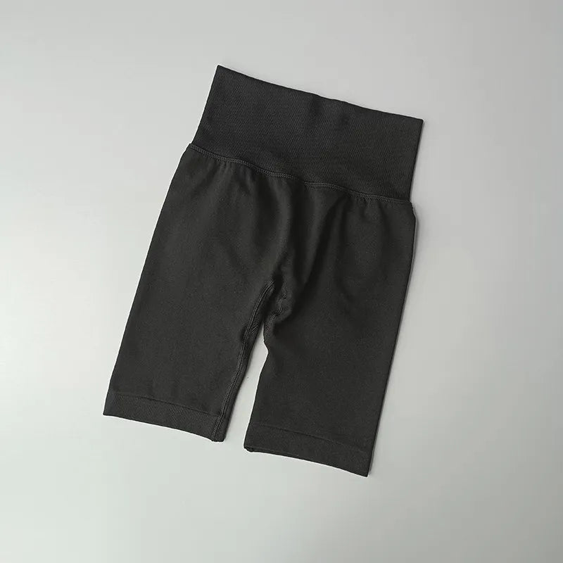 Pantalones cortos de yoga de cintura alta para mujer – Pantalones cortos deportivos fruncidos para realce de glúteos, para correr, gimnasio, fitness y control de abdomen