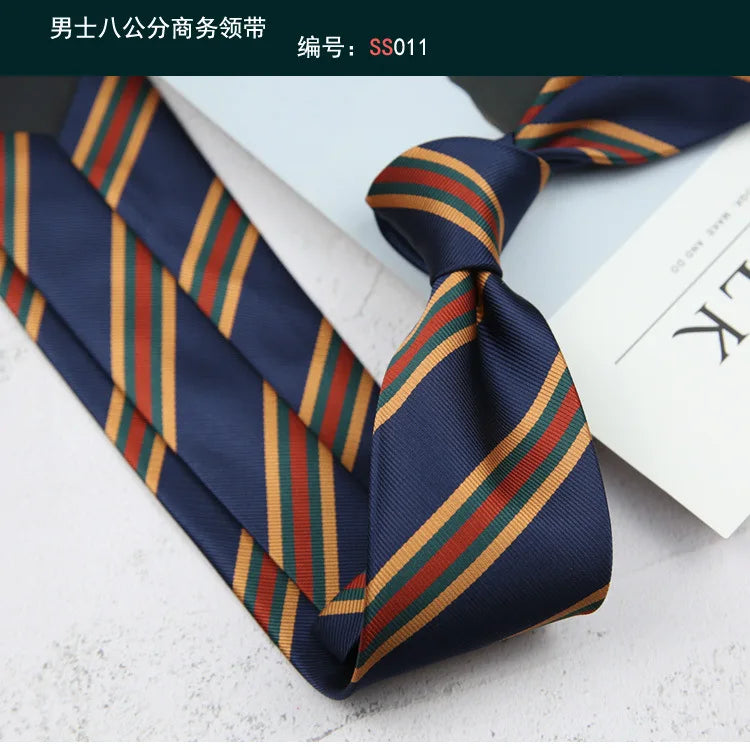 Corbata de hombre de 8 cm con rayas tejidas, formal de negocios para bodas, oficina y fiestas