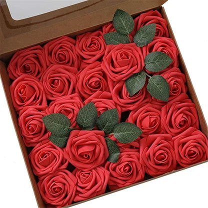 Rosas artificiales de espuma, de 10 a 100 unidades – Rosas sintéticas realistas para ramos de boda, centros de mesa, decoraciones para fiestas, regalos para el Día de la Madre y San Valentín, arreglos florales de bricolaje