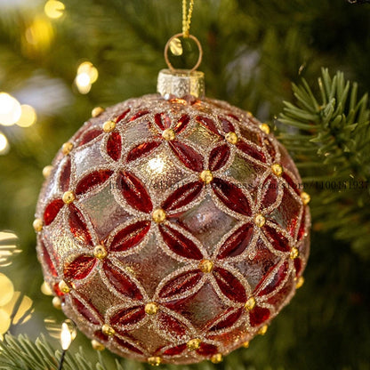 8CM Hand-Painted Glass Ball Christmas Ornaments – Decorative Hanging Pendants for Christmas Tree, Window Display & Holiday Home Decor