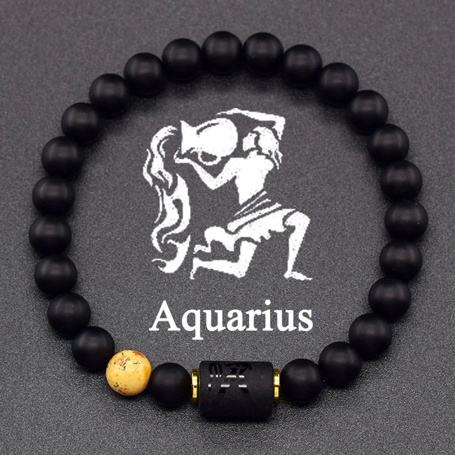 Pulsera de constelación de 12 signos del zodiaco – Brazalete con dije de astrología para hombres y mujeres | Regalo de joyería de amistad Aries, Virgo, Leo y Libra