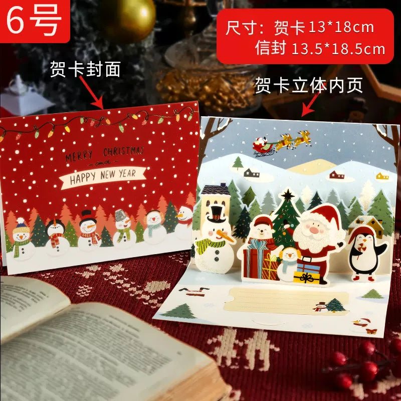 3D Santa Christmas Greeting Card – Folding Merry Christmas Best Wishes Card, Xmas Gift, New Year Blessing & Thank You Postcard