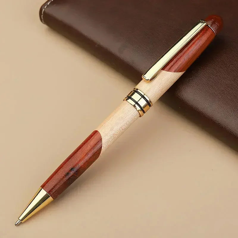 Custom Logo Bamboo Wooden Ballpoint Pen – Laser Engraved Personalized Signature Pen with Company Name, Business & Graduation Gift Box
