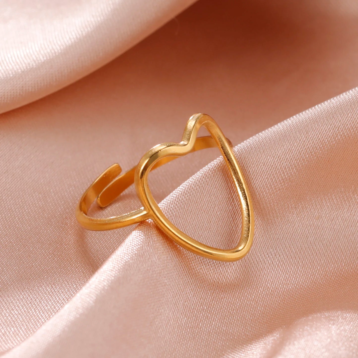 Bague Skyrim en acier inoxydable cœur géométrique pour femme, réglable, ouverte, pour fête, esthétique