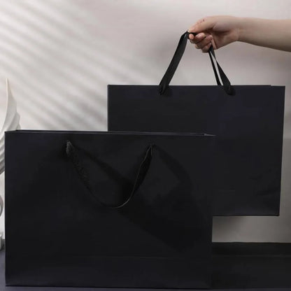 Premium Black Kraft Paper Gift Bag – Reusable Shopping & Gift Packaging for Weddings, Christmas, Parties, Cookies, Candy, Clothing & Special Occasions