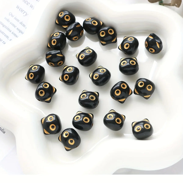 30pcs Cute Cat Head Beads – Adorable Animal Loose Beads for DIY Jewelry Making, Earrings, Necklaces, Bracelets, Keychains & Handmade Crafts