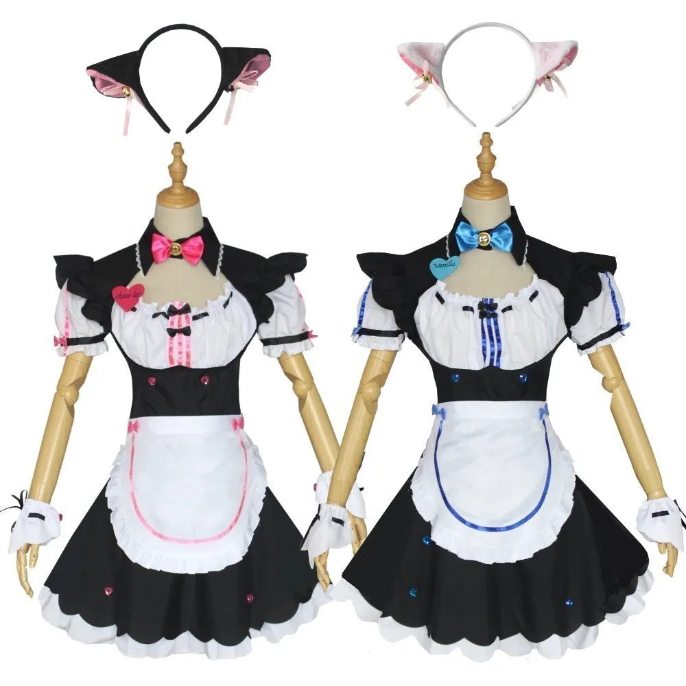 Chocola & Vanilla Maid Cosplay Costumes – Anime Catgirl Uniform Set (Halloween & Comic Exhibition Outfit)