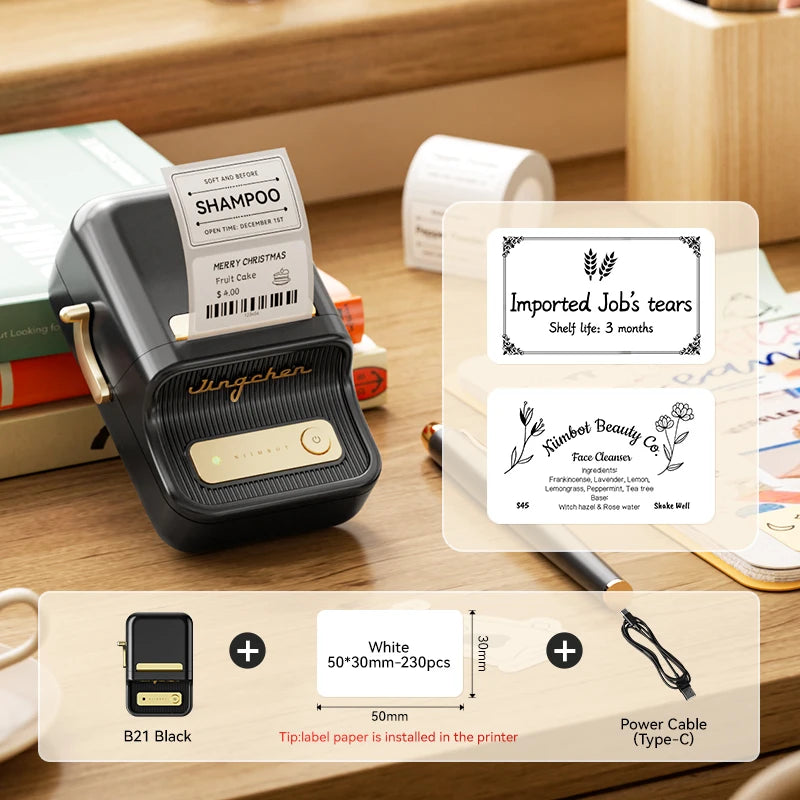 NiiMbot B21 Mini Thermal Label Printer – Wireless Bluetooth Barcode Label Maker with Portable Adhesive Printing for Office & Business