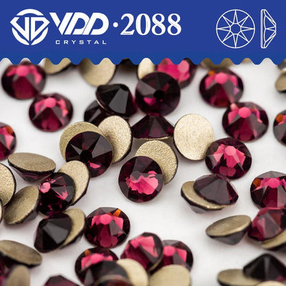 VDD 2088 Crystal Flower Nail Rhinestones – Non-Hotfix 8 Big & 8 Small Flatback Gems for Nail Art & DIY Decorations