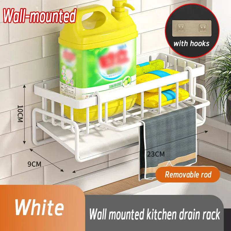 Soporte de esponja de acero inoxidable para fregadero – Escurridor de cocina y organizador de jabón para almacenamiento en el fregadero