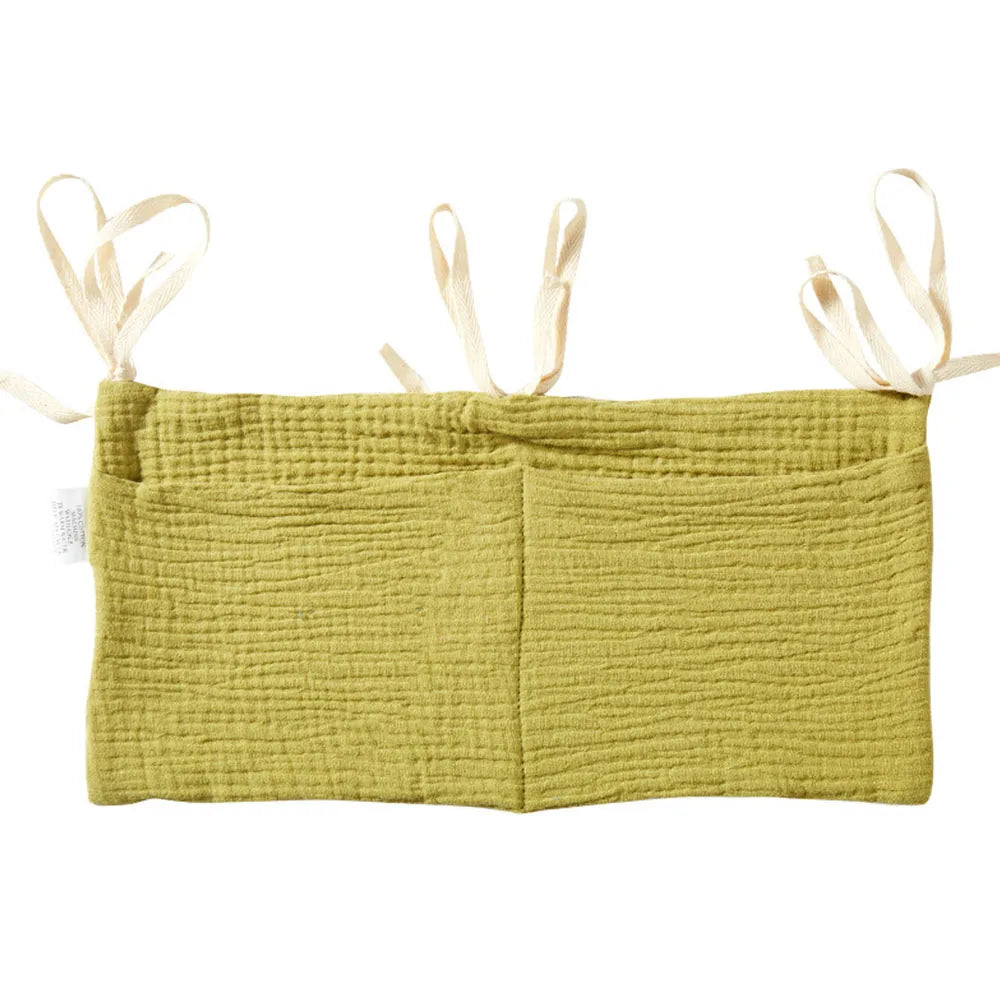 Organizador Colgante para Cuna de Bebé – Cesta de Almacenamiento para Mesita de Noche con 2 Bolsillos para Pañales, Juguetes, Ropa y Artículos Esenciales para Bebés