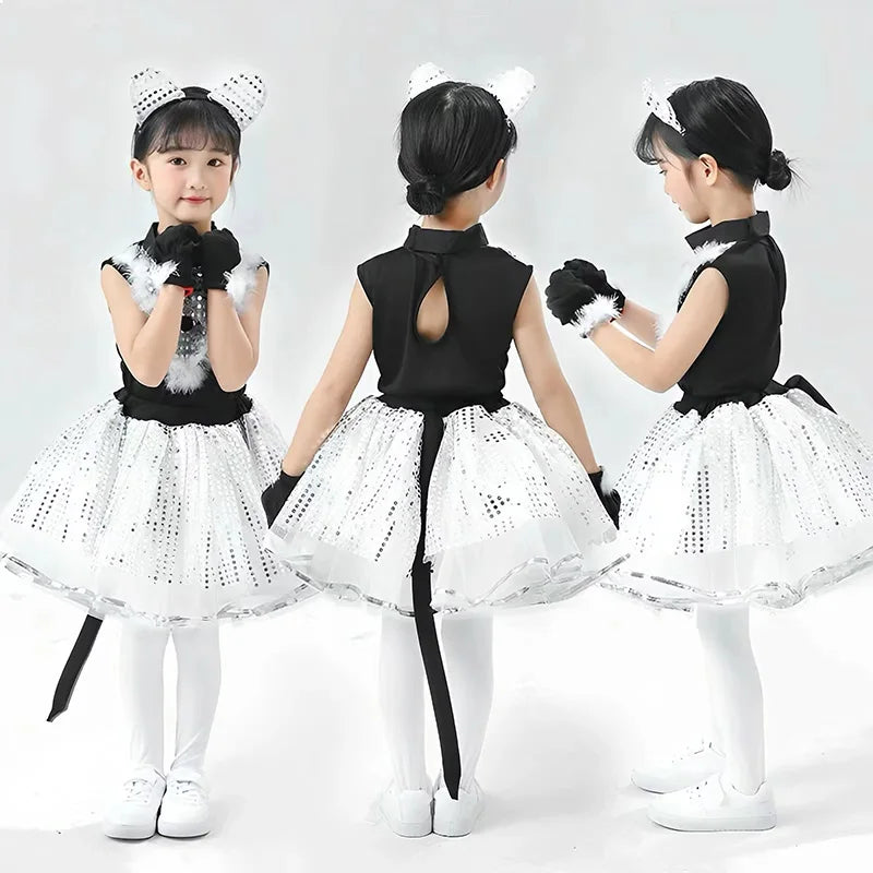 Cute Cat Cosplay Costume for Kids – Cat Girl & Animal Dance Outfit for Boys & Girls Halloween Party Wear