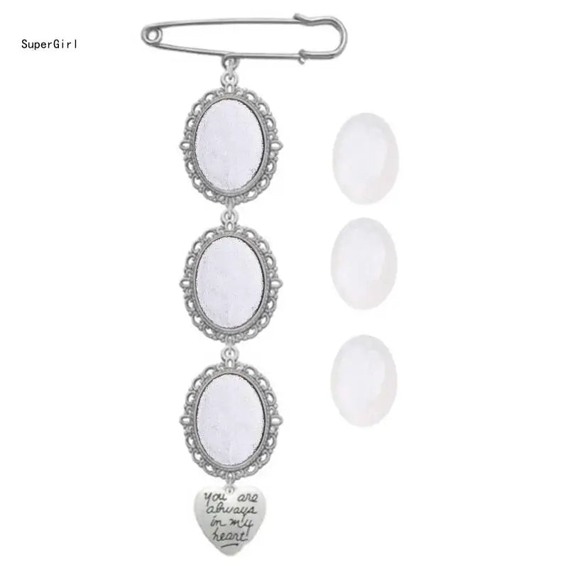 Wedding Bouquet Photo Charm – Oval Picture Frame Pendant Brooch for Bridal Bouquets & Memorial Keepsakes