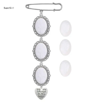 Wedding Bouquet Photo Charm – Oval Picture Frame Pendant Brooch for Bridal Bouquets & Memorial Keepsakes