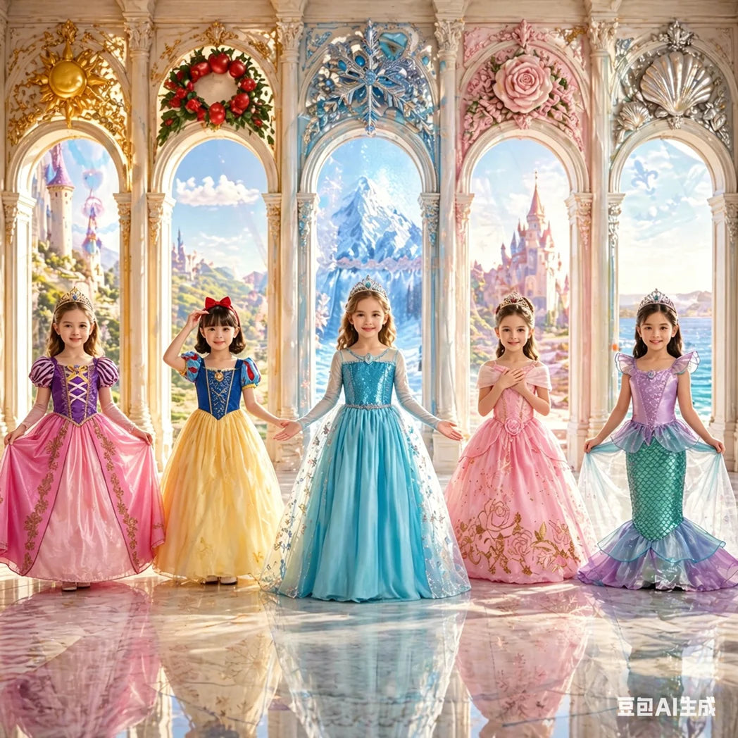 Vestido de disfraz de princesa para niña – Traje de fiesta de cuento de hadas para Halloween, carnaval y regalos de cumpleaños