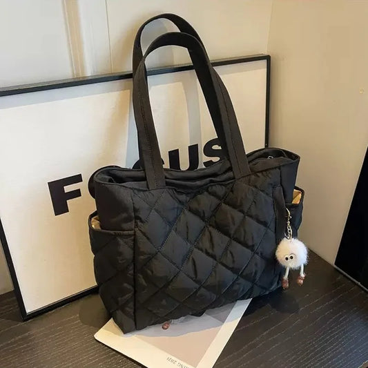 Bolso de hombro acolchado de algodón para mujer, de gran capacidad, para viajes diarios, compras y uso diario
