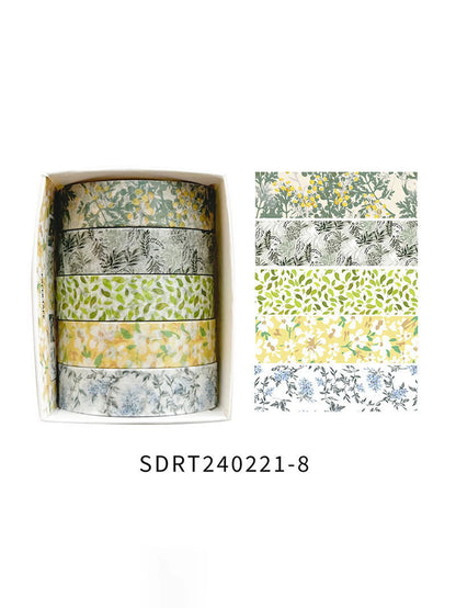 5 Rolls Romantic Flower Washi Tape Set – Cute Floral Decorative Tape for Journaling, Scrapbooking, Diary & Student DIY Crafts