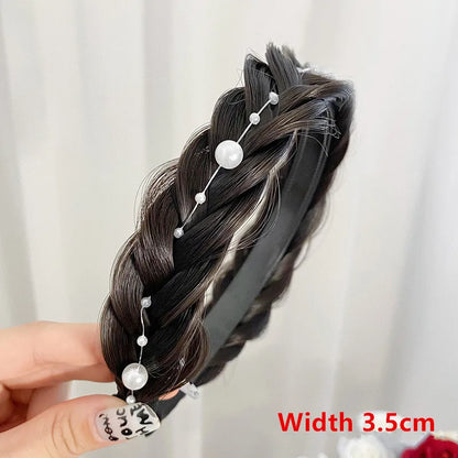 Diadema Bohemio Trenzado Sintético para Mujer Banda de Pelo Elástica para Fiestas y Cosplay