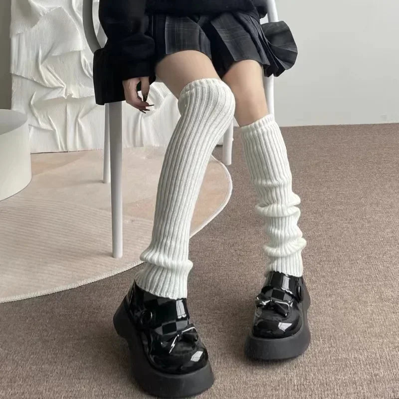 Calentadores de piernas de punto Lolita para mujer – Puños largos de ganchillo para botas y calentadores de pies de invierno Y2K (40–70 cm)