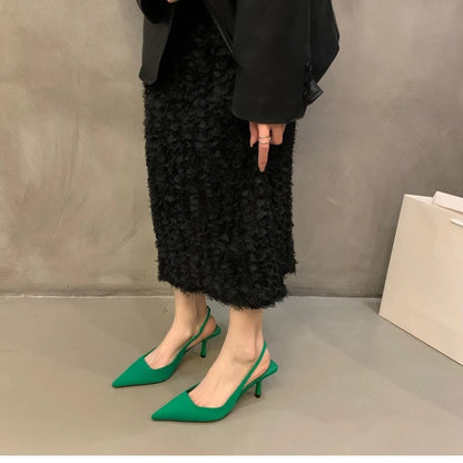 Sandalias de tacón de aguja puntiagudas para mujer – Elegantes y sexys, sin cordones, tacones altos de boca baja para uso casual y fiesta