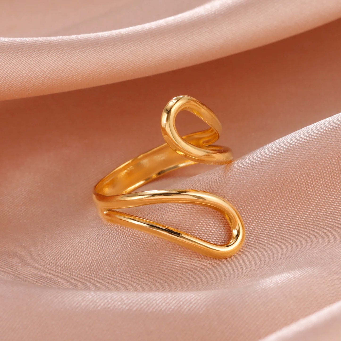Bague Skyrim en acier inoxydable cœur géométrique pour femme, réglable, ouverte, pour fête, esthétique