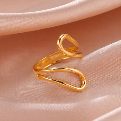Bague Skyrim en acier inoxydable cœur géométrique pour femme, réglable, ouverte, pour fête, esthétique