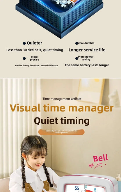 Temporizador visual de 60 minutos con luz nocturna – Reloj de cuenta regresiva para niños, estudiantes y productividad