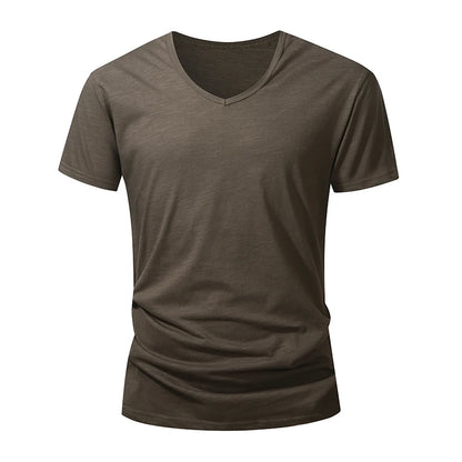 Camiseta 100% algodón para hombre – Suave, manga corta casual, transpirable, top de verano en blanco y negro para uso diario