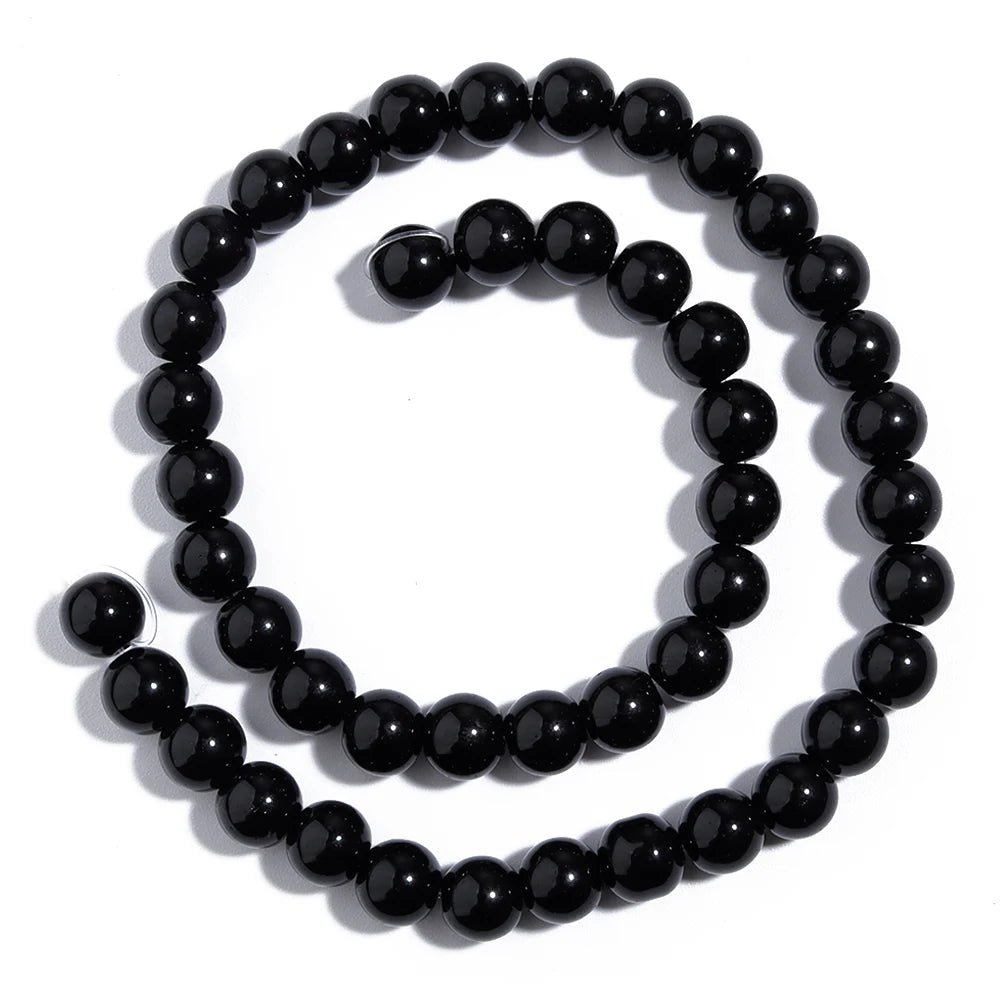 1 brin de perles de verre unies 6/8mm – Perles rondes intercalaires lâches pour la fabrication de bijoux DIY, bracelets faits main, colliers et accessoires d'artisanat