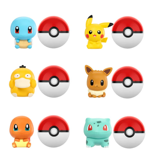 Set de Mini Figuras de Acción Poké Ball de Pokémon – Pikachu Charmander Bulbasaur Regalo de Juguete Modelo de Anime para Niños